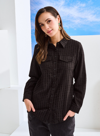 Elodie Cotton Eyelet Shirt - Black