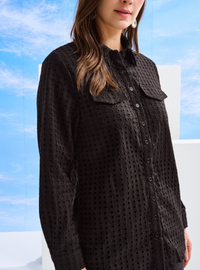 Elodie Cotton Eyelet Shirt - Black