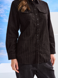 Elodie Cotton Eyelet Shirt - Black
