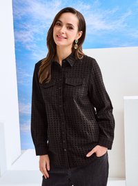 Elodie Cotton Eyelet Shirt - Black