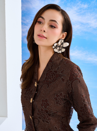 Bunga Iman Kebaya Top Only - Manik Brown
