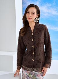 Bunga Iman Kebaya Top Only - Manik Brown
