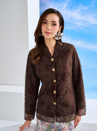 Bunga Iman Kebaya Top Only - Manik Brown