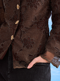 Bunga Iman Kebaya Top Only - Manik Brown