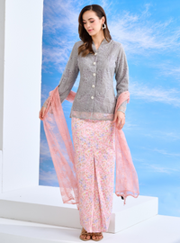 Bunga Iman Kebaya Top Only - Manik Grey