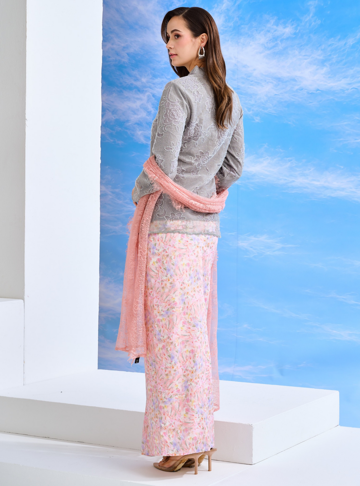 Bunga Iman Kebaya Top Only - Manik Grey