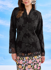 Bunga Iman Kebaya Top Only - Manik Black