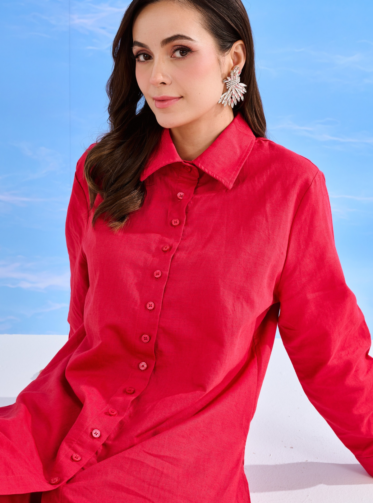 Luma Linen Shirt - Scarlet Red