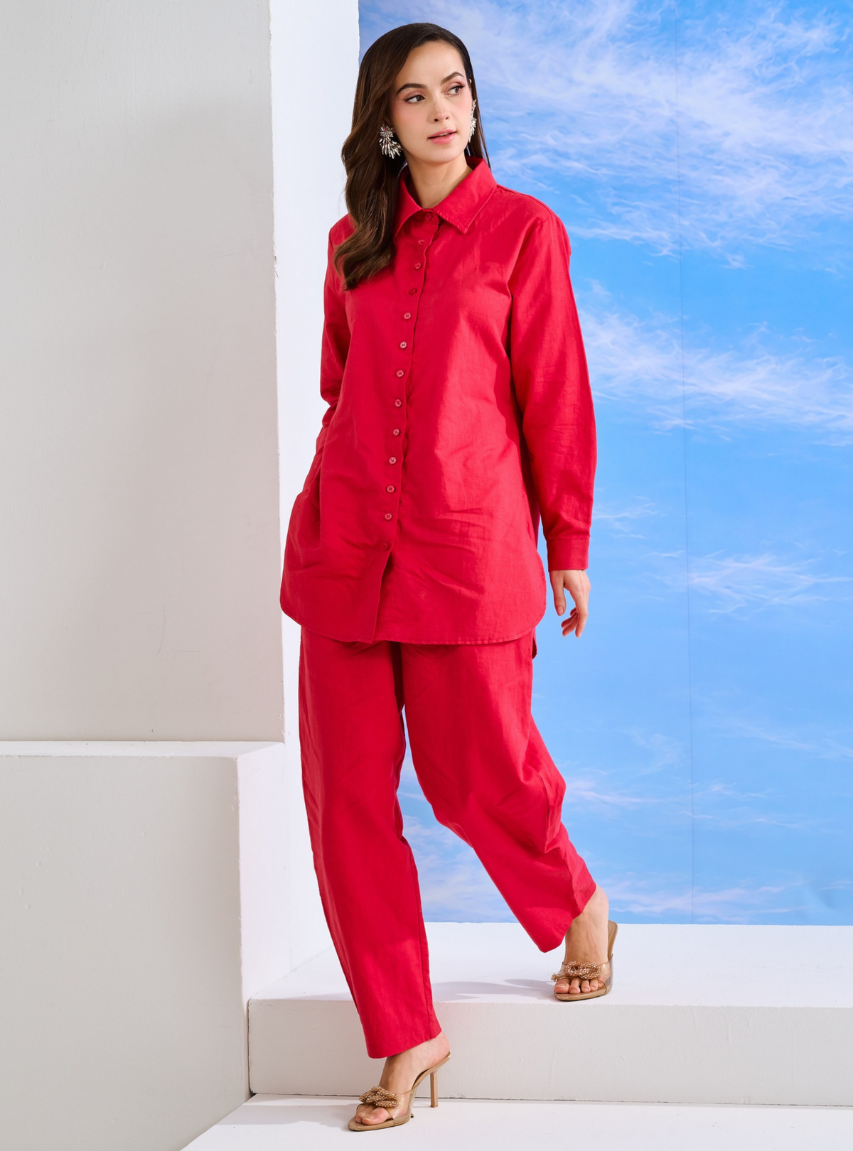 Luma Linen Shirt - Scarlet Red