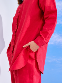 Luma Linen Shirt - Scarlet Red