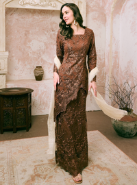 Manis Thania Asymmetrical Kurung Pahang - Copper Brown