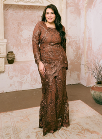 Manis Thania Asymmetrical Kurung Pahang - Copper Brown