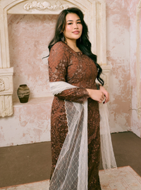 Manis Thania Asymmetrical Kurung Pahang - Copper Brown