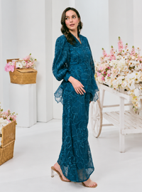 Bunga Melur Lace Kebaya Doll Kurung - Teal