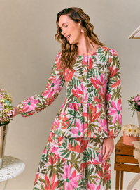 Paloma Button-Front Top - Teal Pink