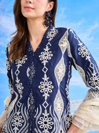 Cinta Arabella Kebaya Kurung Set - Navy