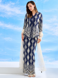 Cinta Arabella Kebaya Kurung Set - Navy
