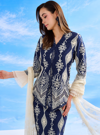 Cinta Arabella Kebaya Kurung Set - Navy