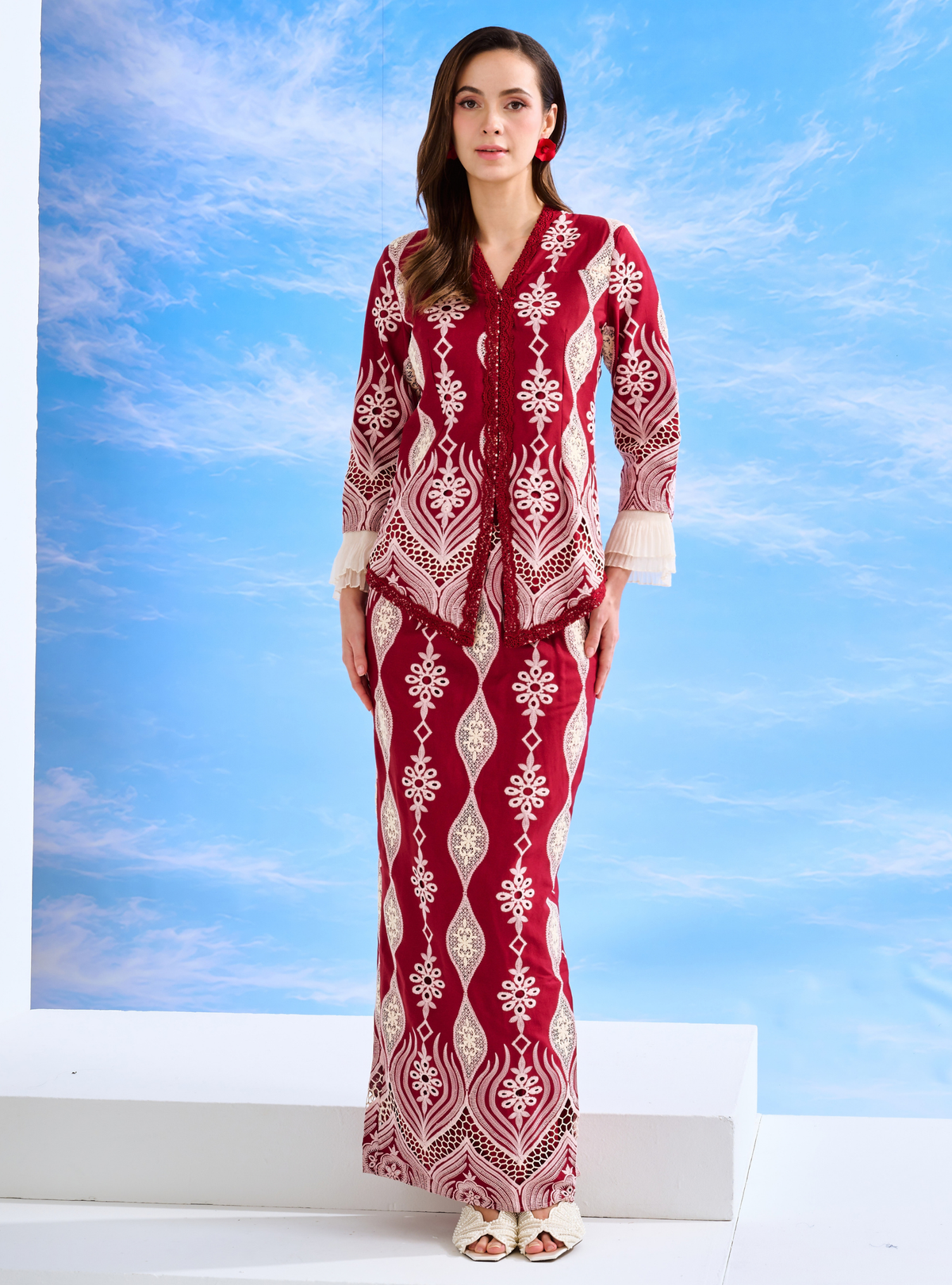 Cinta Arabella Kebaya Kurung Set - Maroon