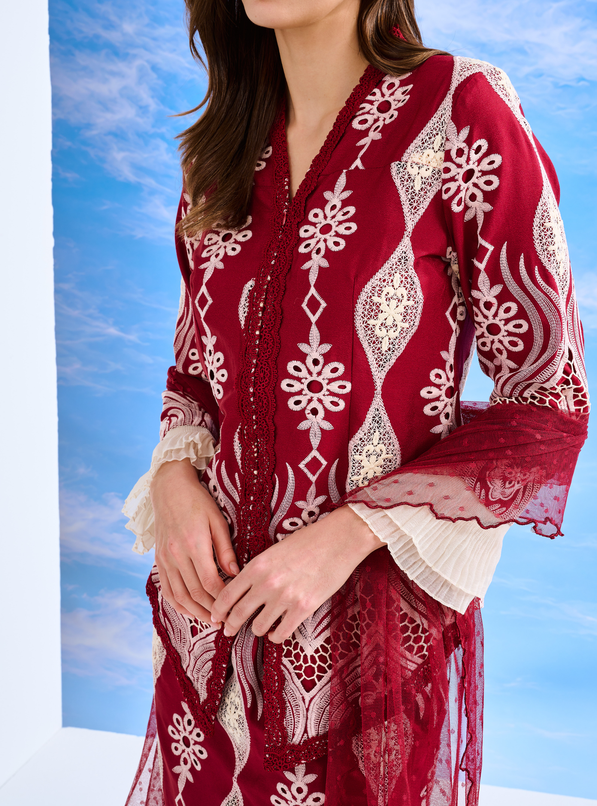 Cinta Arabella Kebaya Kurung Set - Maroon
