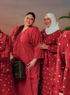 Brick Red Tun Yasmin Embroidered Eyelet Oversized Kurung