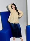 A woman dressed in Yellow Tun Ava Embroidered Top