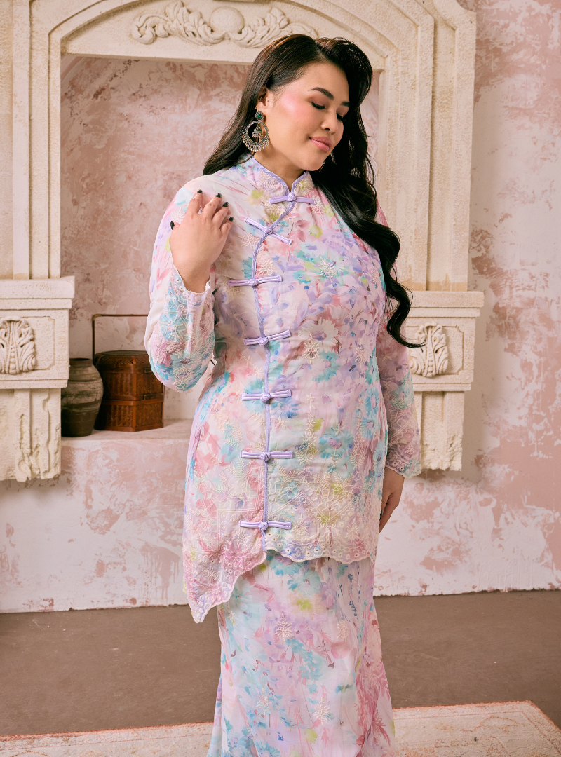 Sulam Yuri Mandarin Oriental Kurung - Lilac Pink