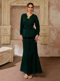 Seri Aishah Peplum Wrap Kurung - Emerald
