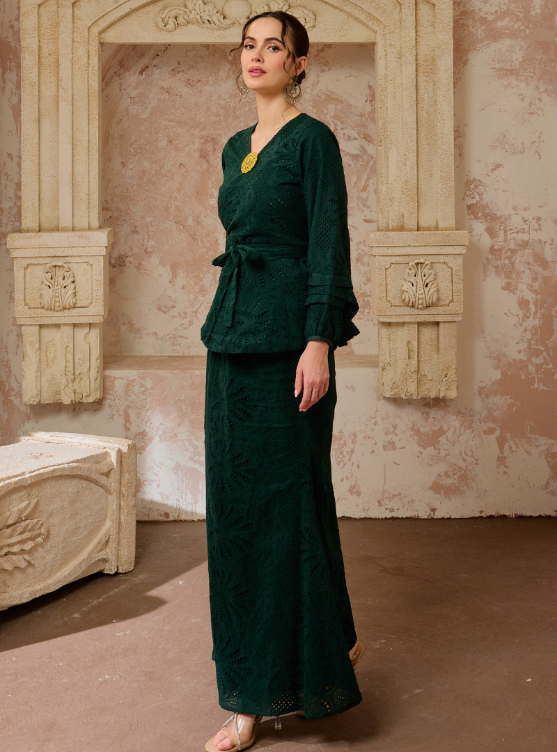 Seri Aishah Peplum Wrap Kurung - Emerald