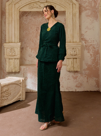 Seri Aishah Peplum Wrap Kurung - Emerald
