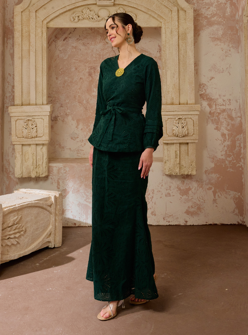 Seri Aishah Peplum Wrap Kurung - Emerald