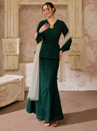 Seri Aishah Peplum Wrap Kurung - Emerald