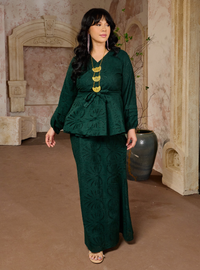Seri Aishah Peplum Wrap Kurung - Emerald