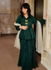 Seri Aishah Peplum Wrap Kurung - Emerald