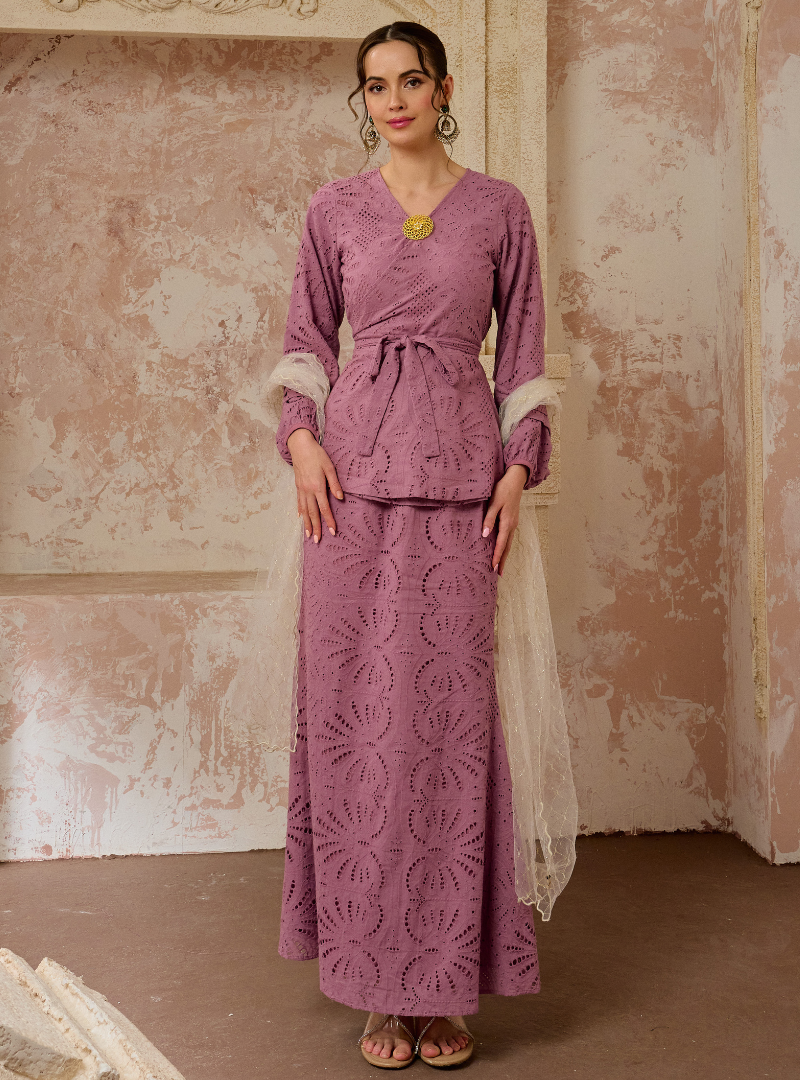 Seri Aishah Peplum Wrap Kurung - Lilac