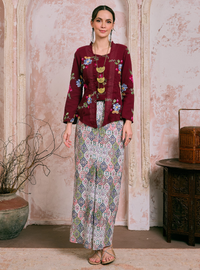 Manis Mawar Kebaya Top Only - Burgundy