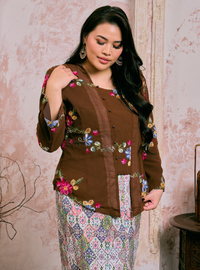 Manis Mawar Kebaya Top Only - Rich Brown