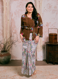 Manis Mawar Kebaya Top Only - Rich Brown