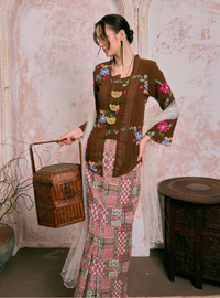 Manis Mawar Kebaya Top Only - Rich Brown