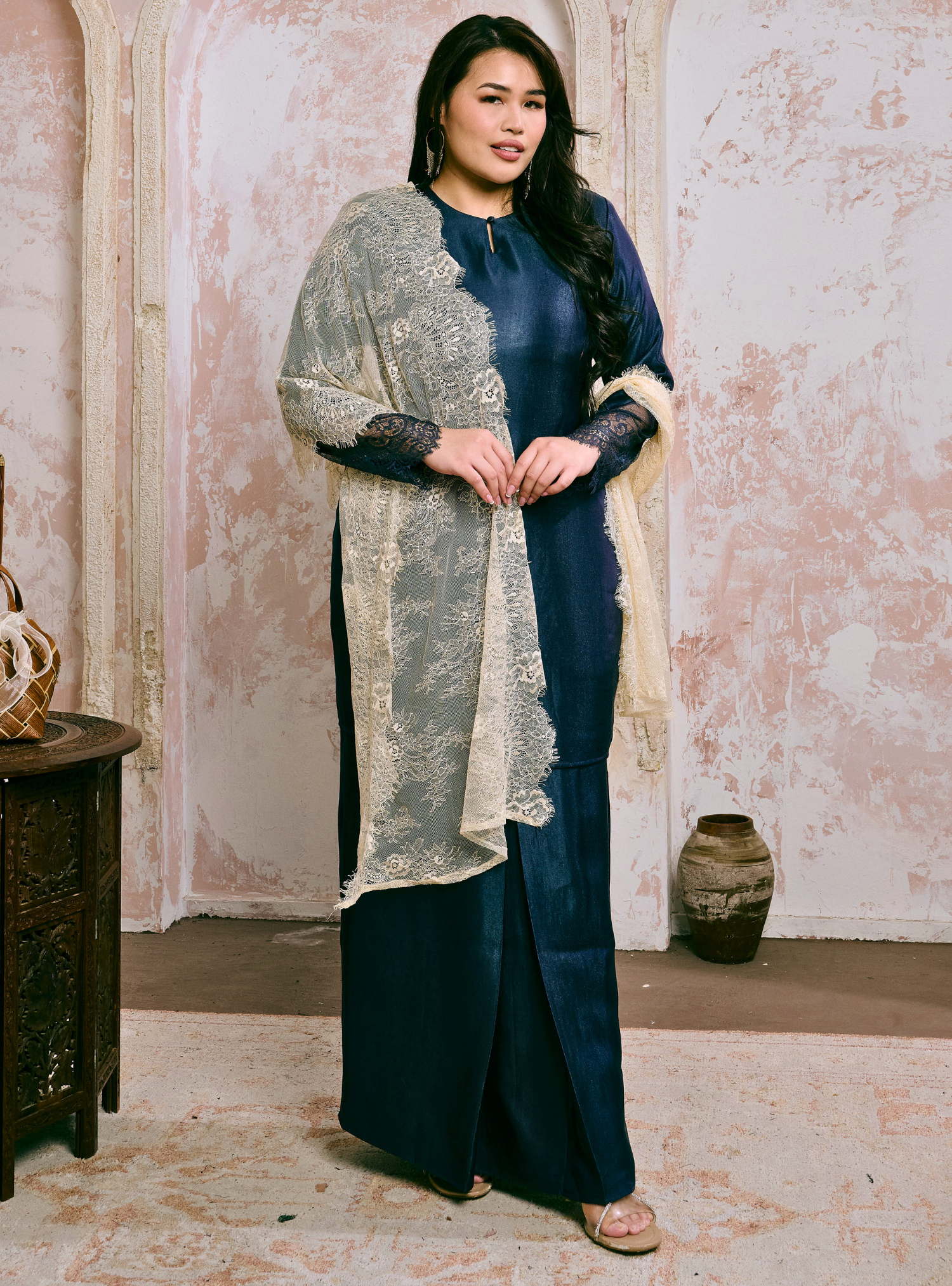 Manis Sofea Kurung Pahang - Midnight Blue