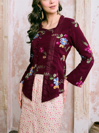 Manis Mawar Kebaya Top Only - Burgundy