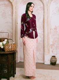 Manis Mawar Kebaya Top Only - Burgundy