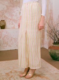 Naylah Songket Front Fold Skirt - Pink Striped