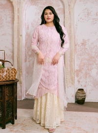 Santun Aminah 3D Lace Kurung - Vanila Strawberry