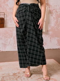 Melly Instant Pario Wrap Skirt Only - Black Double Line