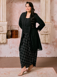 Melly Instant Pario Wrap Skirt Only - Black Double Line