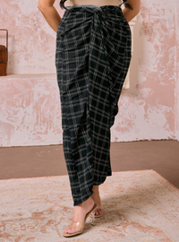 Melly Instant Pario Wrap Skirt Only - Black Double Line