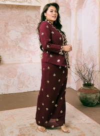Seri Fatimah Embroidered Kebaya Kurung - Burgundy