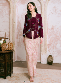 Naylah Songket Front Fold Skirt - Cherry Blossom