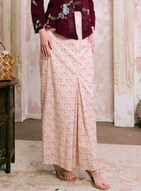 Naylah Songket Front Fold Skirt - Cherry Blossom